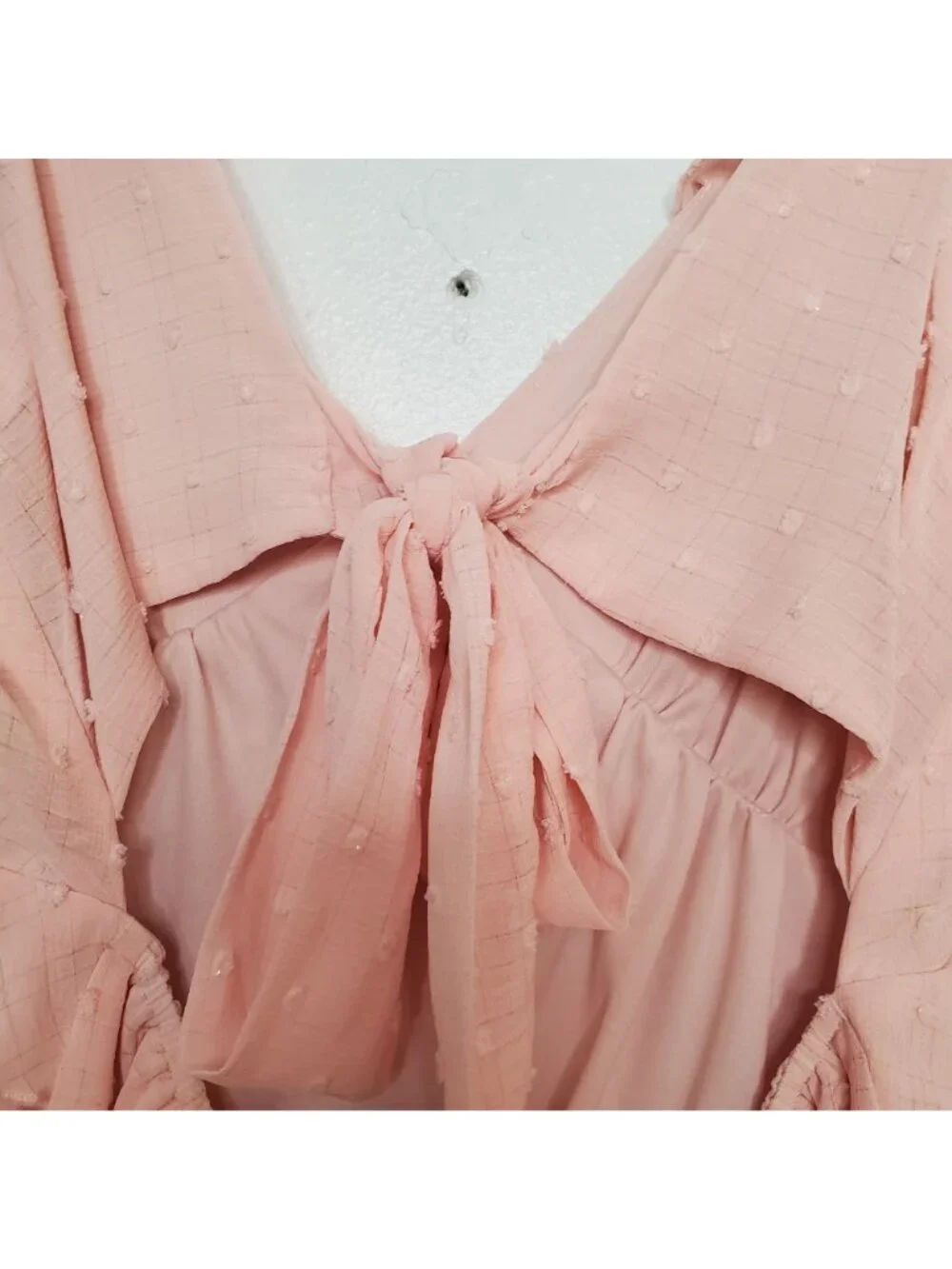 Mi Ami Pink Ruffle Tiered Sleeveless Dress With Open Back & Tie Detail Large